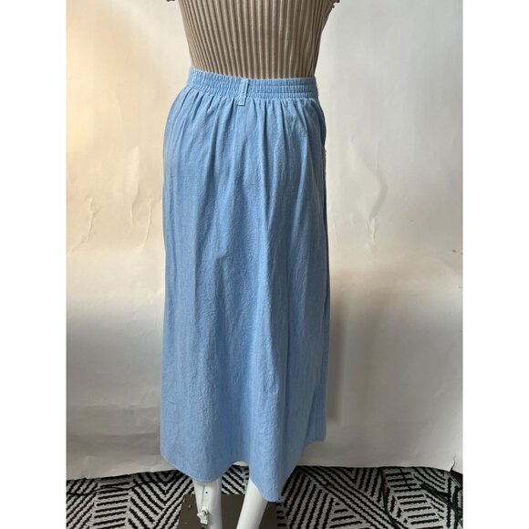 Vintage Alexa E. Light Blue Button-Front Cotton Skirt Size Small Made In USA - Picture 14 of 16